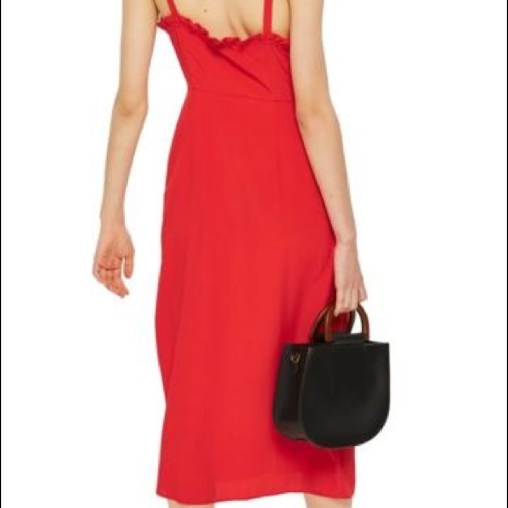 Red Ruffle Button Down Dress - Picture 4 of 5